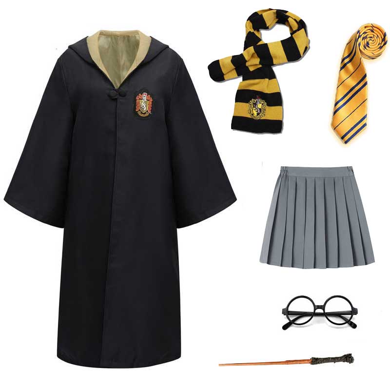 Harry Potter #10 Cosplay  Robe Cloak Clothes Hufflepuff Quidditch Costume Magic School Party Uniform