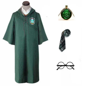 Harry Potter #13 Cosplay  Robe Cloak Clothes Slytherin Green Quidditch Costume Magic School Party Uniform