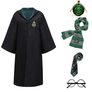 Harry Potter #5 Cosplay  Robe Cloak Clothes Slytherin Green Quidditch Costume Magic School Party Uniform