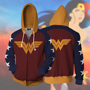 Wonder Woman Cosplay Hoodie Sweatshirt Sweater Unisex Zipper Jacket Coat