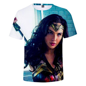 DC Wonder Woman 3D Printed T-shirts Short Sleeve Shirts for Kids