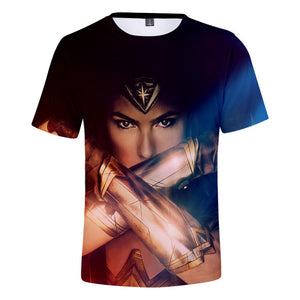 DC Wonder Woman 3D Printed T-shirts Short Sleeve Shirts for Kids