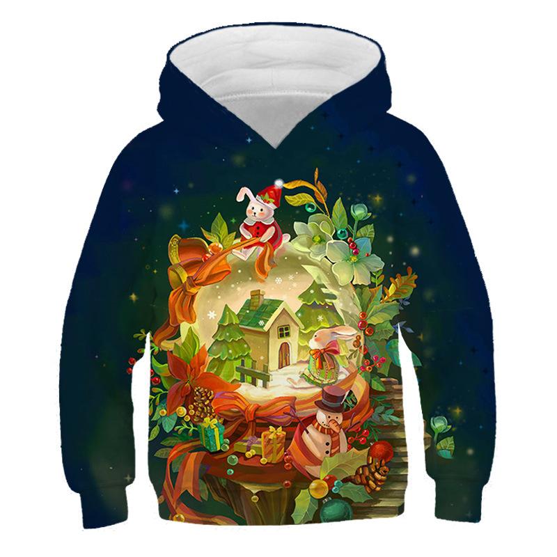 Christmas Casual Hoodie Sweatshirt Sweater Unisex Hoodie Coat for Kids