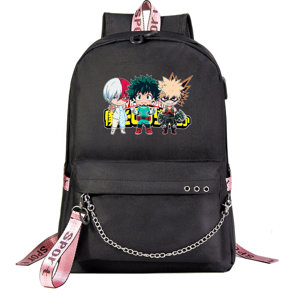 My Hero Academia Deku Shoolbag Backpack USB Charging Students Notebook Bag for Kids Gifts