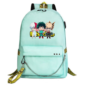 My Hero Academia Deku Shoolbag Backpack USB Charging Students Notebook Bag for Kids Gifts