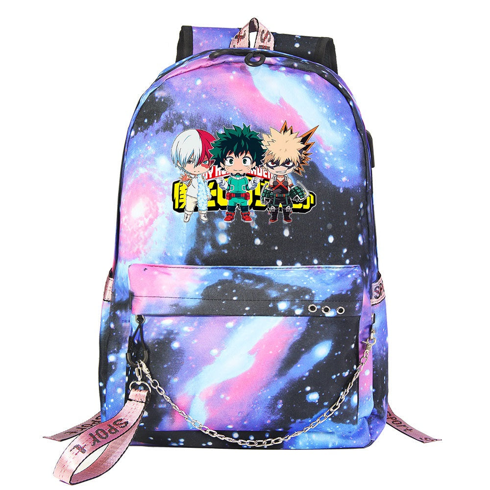 My Hero Academia Deku Shoolbag Backpack USB Charging Students Notebook Bag for Kids Gifts