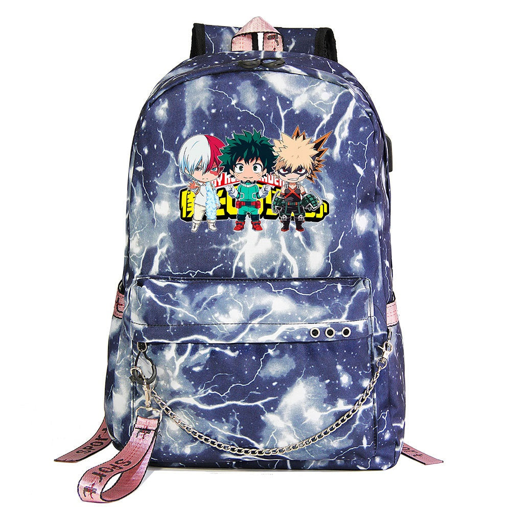 My Hero Academia Deku Shoolbag Backpack USB Charging Students Notebook Bag for Kids Gifts