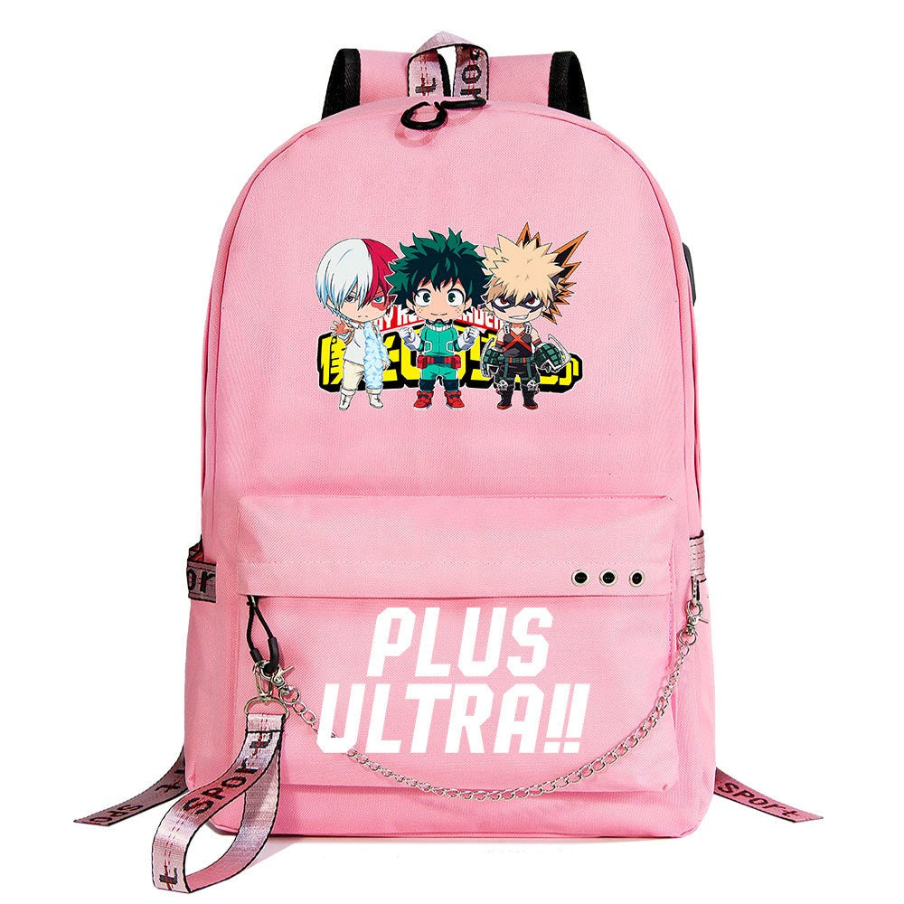 My Hero Academia Deku #1 Shoolbag Backpack USB Charging Students Notebook Bag for Kids Gifts