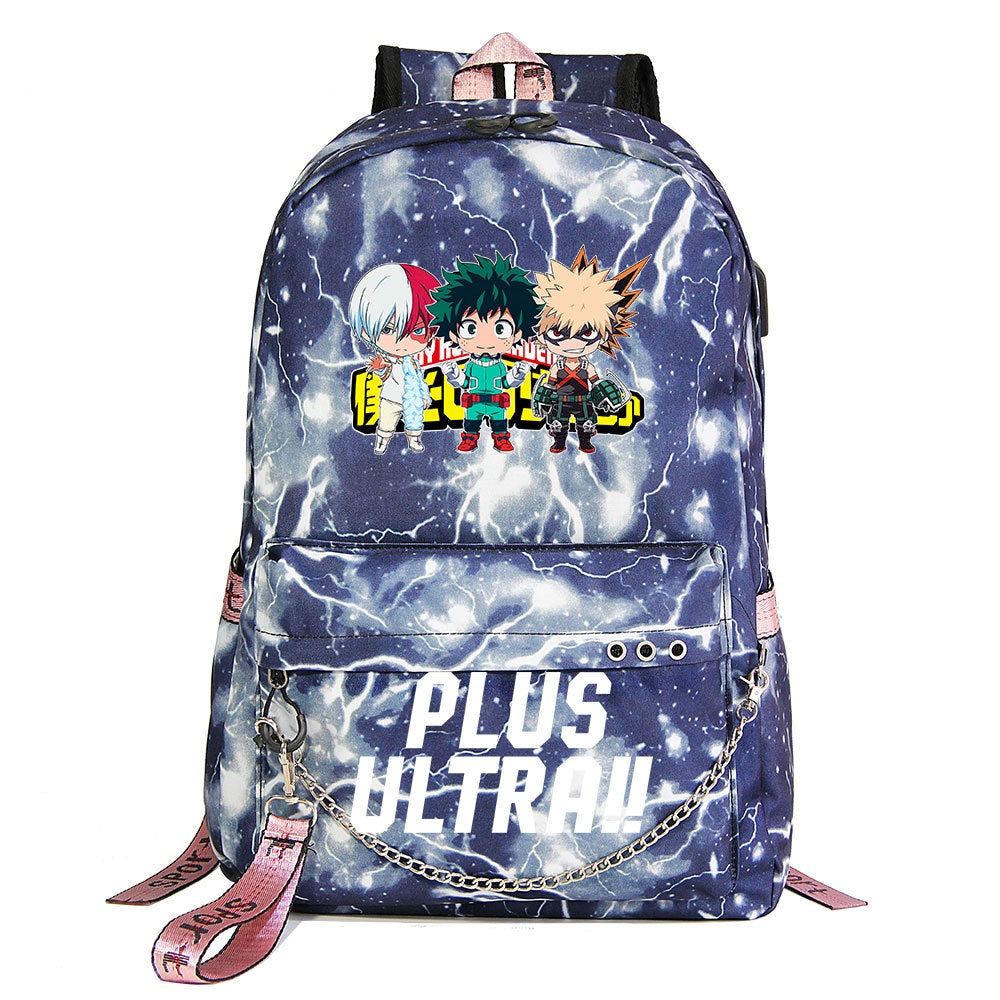 My Hero Academia Deku #1 Shoolbag Backpack USB Charging Students Notebook Bag for Kids Gifts