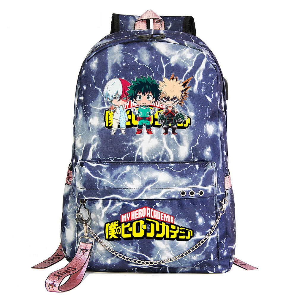 My Hero Academia Deku #2 Shoolbag Backpack USB Charging Students Notebook Bag for Kids Gifts