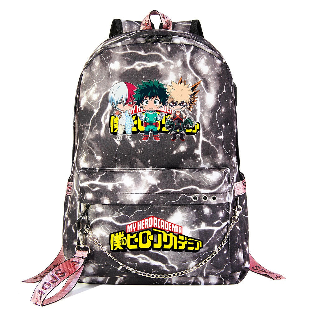 My Hero Academia Deku #2 Shoolbag Backpack USB Charging Students Notebook Bag for Kids Gifts