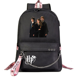Harry Potter Shoolbag Backpack USB Charging Students Notebook Bag for Kids Gifts