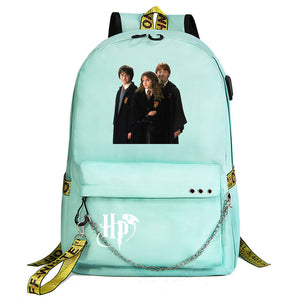 Harry Potter Shoolbag Backpack USB Charging Students Notebook Bag for Kids Gifts