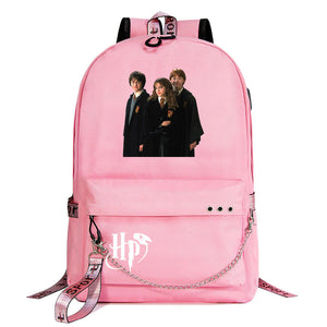 Harry Potter Shoolbag Backpack USB Charging Students Notebook Bag for Kids Gifts