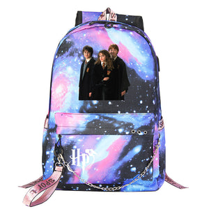Harry Potter Shoolbag Backpack USB Charging Students Notebook Bag for Kids Gifts