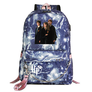 Harry Potter Shoolbag Backpack USB Charging Students Notebook Bag for Kids Gifts