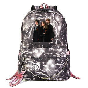 Harry Potter Shoolbag Backpack USB Charging Students Notebook Bag for Kids Gifts