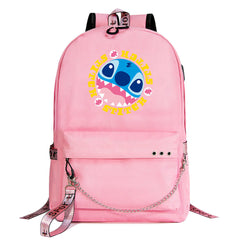 Stitch Shoolbag Backpack USB Charging Students Notebook Bag for Kids Gifts
