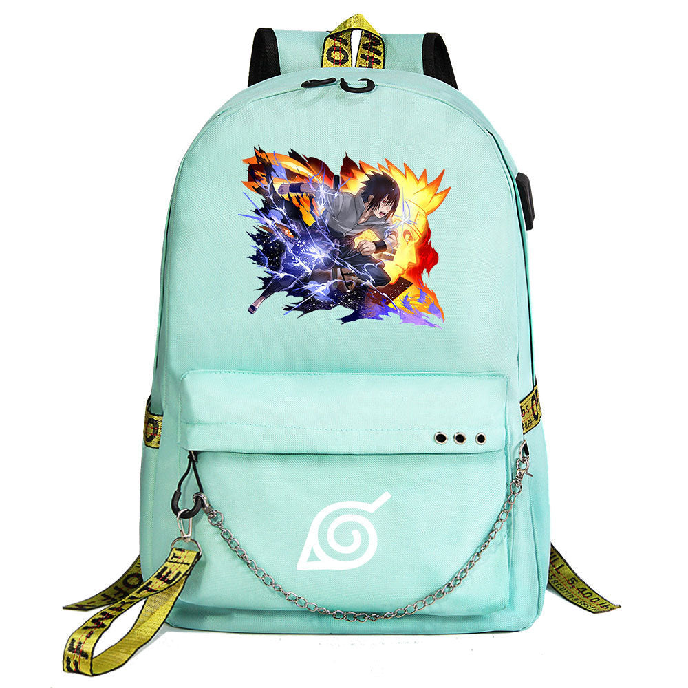 Naruto Shoolbag Backpack USB Charging Students Notebook Bag for Kids Gifts