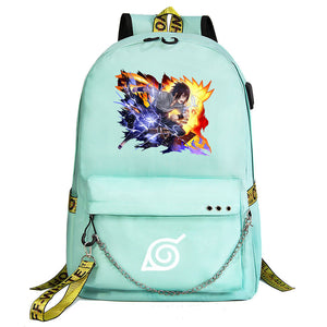 Naruto Shoolbag Backpack USB Charging Students Notebook Bag for Kids Gifts