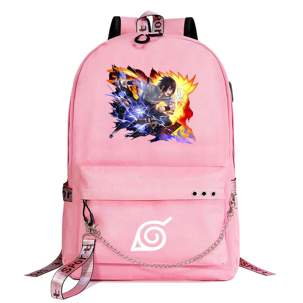 Naruto Shoolbag Backpack USB Charging Students Notebook Bag for Kids Gifts