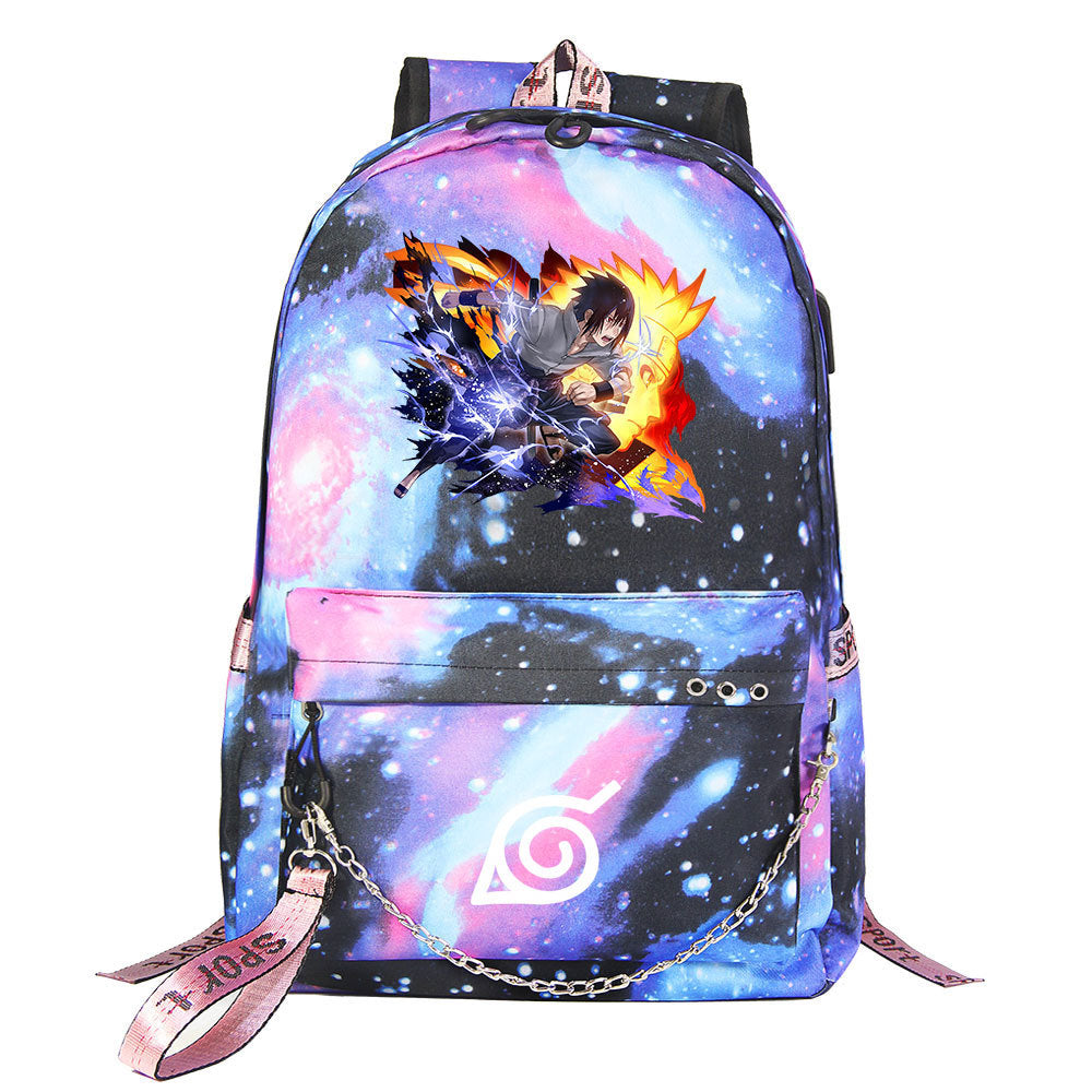 Naruto Shoolbag Backpack USB Charging Students Notebook Bag for Kids Gifts