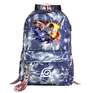 Naruto Shoolbag Backpack USB Charging Students Notebook Bag for Kids Gifts