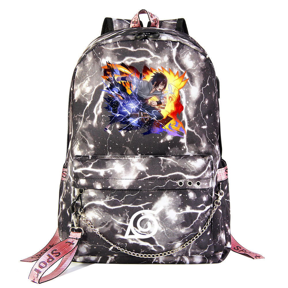 Naruto Shoolbag Backpack USB Charging Students Notebook Bag for Kids Gifts