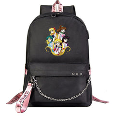 Sailor Moon Shoolbag Backpack USB Charging Students Notebook Bag for Kids Gifts