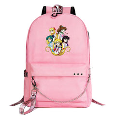 Sailor Moon Shoolbag Backpack USB Charging Students Notebook Bag for Kids Gifts