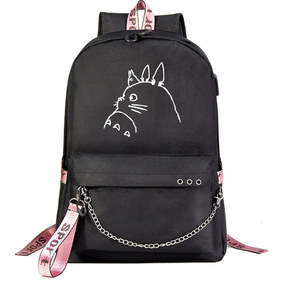 Tonari no Totoro Shool Bag Backpack USB Charging Students Notebook Bag for Kids Gifts