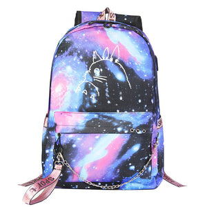 Tonari no Totoro Shool Bag Backpack USB Charging Students Notebook Bag for Kids Gifts