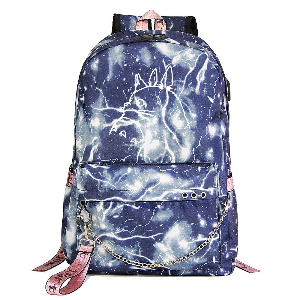 Tonari no Totoro Shool Bag Backpack USB Charging Students Notebook Bag for Kids Gifts