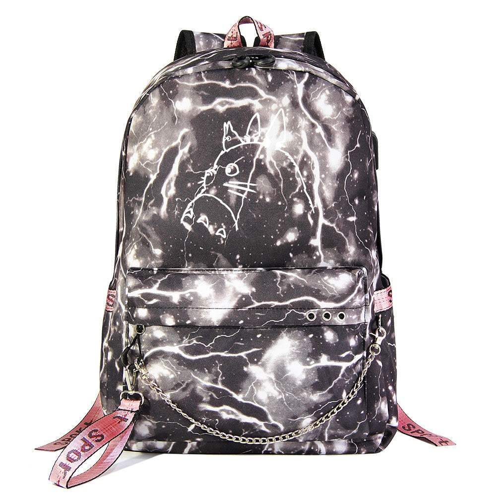 Tonari no Totoro Shool Bag Backpack USB Charging Students Notebook Bag for Kids Gifts