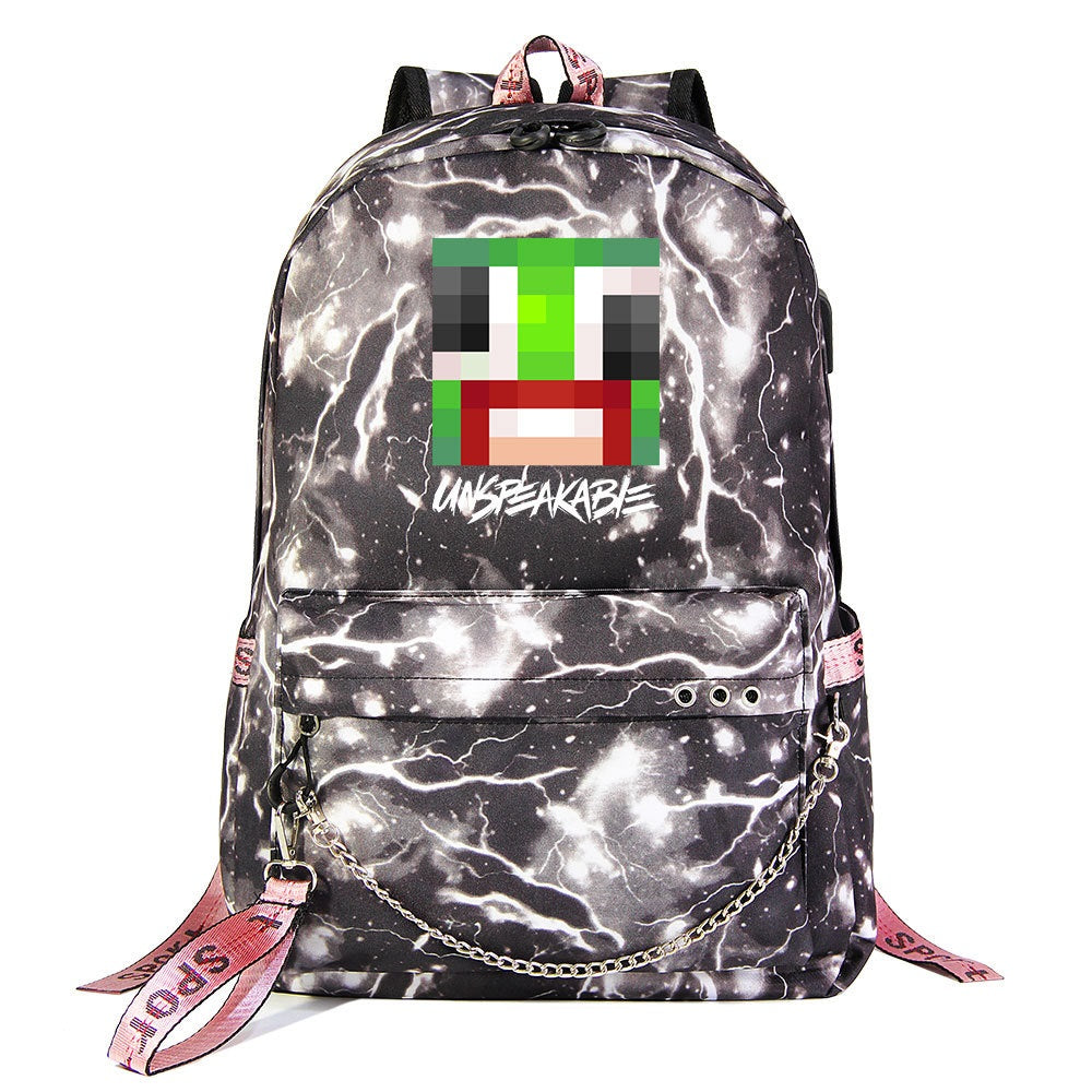 Unspeakable Gaming Frog Shool Bag Backpack USB Charging Students Notebook Bag for Kids Gifts