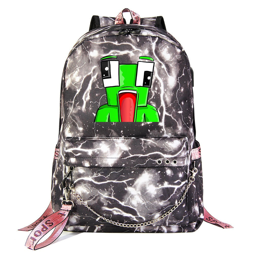 Unspeakable Gaming Frog #2 Shool Bag Backpack USB Charging Students Notebook Bag for Kids Gifts