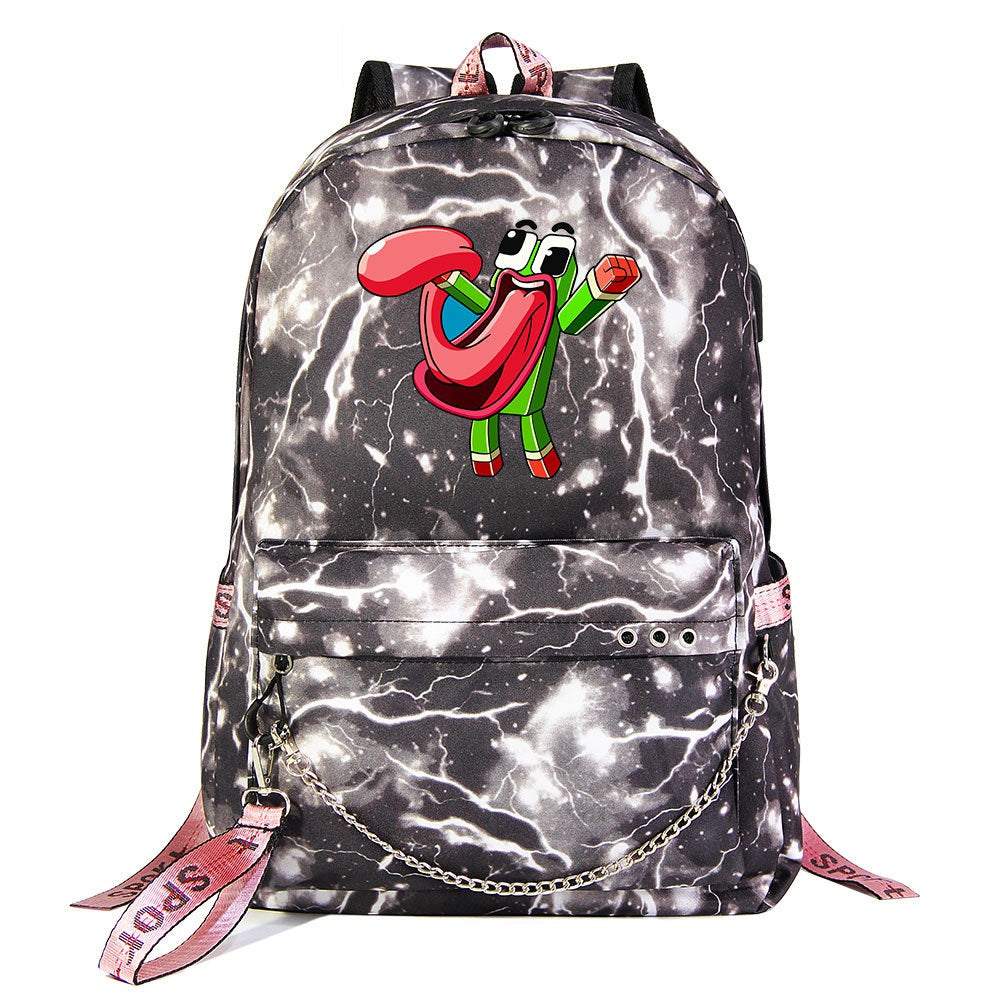 Unspeakable Gaming Frog #3 Shool Bag Backpack USB Charging Students Notebook Bag for Kids Gifts