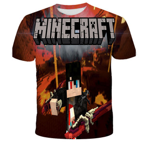 Minecraft 3D Printed T-shirts Short Sleeve Shirts for Adults Kids