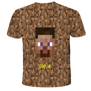 Minecraft 3D Printed T-shirts Short Sleeve Shirts for Adults Kids