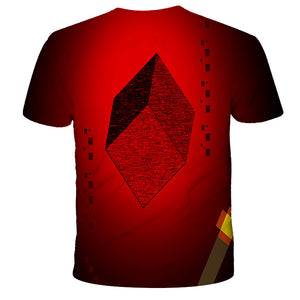 Minecraft 3D Printed T-shirts Short Sleeve Shirts for Adults Kids