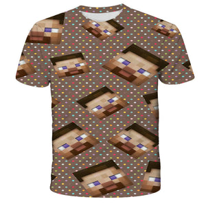 Minecraft 3D Printed T-shirts Short Sleeve Shirts for Adults Kids
