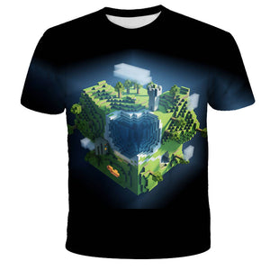 Minecraft 3D Printed T-shirts Short Sleeve Shirts for Adults Kids