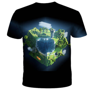 Minecraft 3D Printed T-shirts Short Sleeve Shirts for Adults Kids