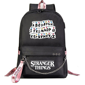 Stranger Things Season 4 Shoolbag Backpack USB Charging Students Notebook Bag for Kids Gifts