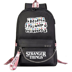 Stranger Things Season 4 Shoolbag Backpack USB Charging Students Notebook Bag for Kids Gifts