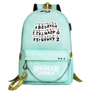 Stranger Things Season 4 Shoolbag Backpack USB Charging Students Notebook Bag for Kids Gifts