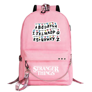 Stranger Things Season 4 Shoolbag Backpack USB Charging Students Notebook Bag for Kids Gifts