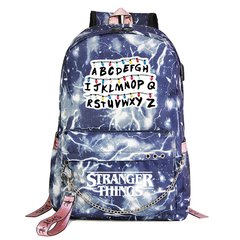 Stranger Things Season 4 Shoolbag Backpack USB Charging Students Notebook Bag for Kids Gifts