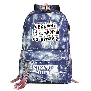 Stranger Things Season 4 Shoolbag Backpack USB Charging Students Notebook Bag for Kids Gifts