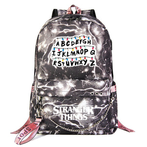 Stranger Things Season 4 Shoolbag Backpack USB Charging Students Notebook Bag for Kids Gifts